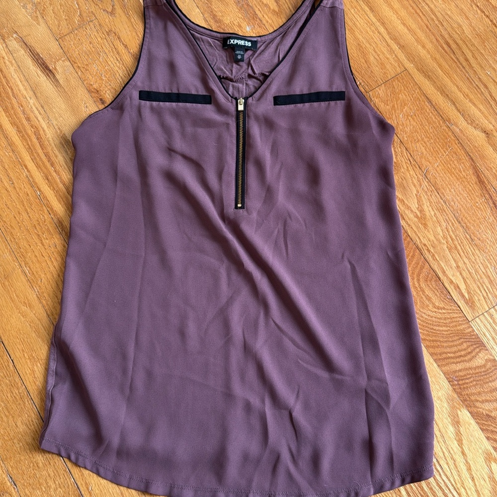 Express Purple Sleeveless Tank Top with Black Trim